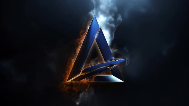 Metallic Superhero Theme Fiery Letter A Logo Isolated on a Dark Background