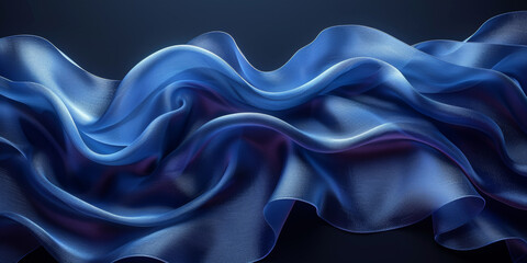 Fototapeta premium effect wave liquid design your space copy background elegant blue dark pleats soft wavy fabric shiny background texture satin silk blue dark background abstract blue black 
