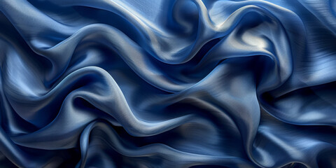 Obraz premium effect wave liquid design your space copy background elegant blue dark pleats soft wavy fabric shiny background texture satin silk blue dark background abstract blue black 