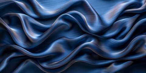 Obraz premium effect wave liquid design your space copy background elegant blue dark pleats soft wavy fabric shiny background texture satin silk blue dark background abstract blue black 