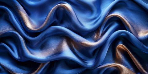 Obraz premium effect wave liquid design your space copy background elegant blue dark pleats soft wavy fabric shiny background texture satin silk blue dark background abstract blue black 