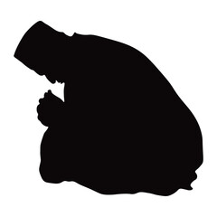 Muslim Pray Silhouette in Simple Design. Isolated on White Background.