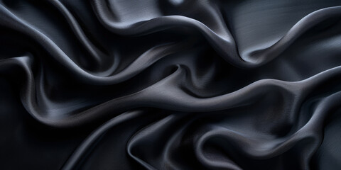 Obraz premium design your space copy background elegant black fabric folds soft beautiful background texture satin silk black background black abstract 