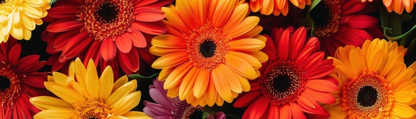 Flower background, multicolored gerbera flower,