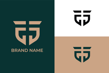 letter GG shield icon abstract vector, letter GG sword shield logo, letter DD shield sword logo, letter GG warrior shield badge, letter G jet aviation logo, suitable for security and airline business 