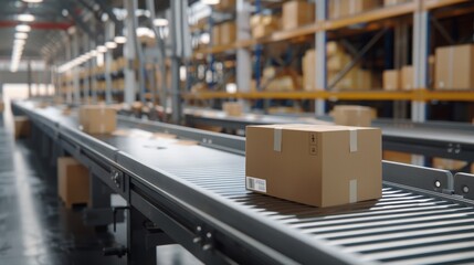 Efficient Automation Conveyor Belt in Packaging Facility Sealing and Labeling Parcels with Precision