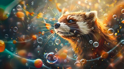 Representation of Polecat Amid Omega-3 Molecules