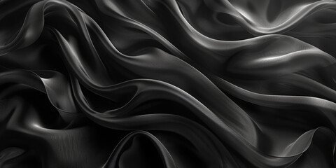 Obraz premium design your space copy background elegant black fabric folds soft beautiful background texture satin silk black background black abstract 
