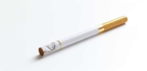 A white and gold cigarette on a white background, styled with flat shading.