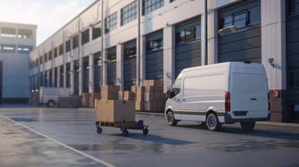 Efficient Logistics Team Loading Boxes onto Delivery Van at Distribution Center