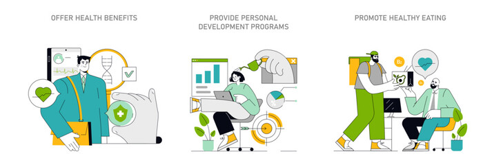 Employee well-being concept. Vector illustration.