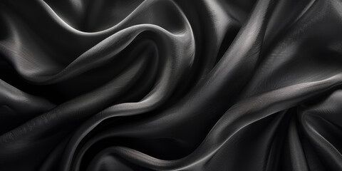 Obraz premium design your space copy background elegant black fabric folds soft beautiful background texture satin silk black background black abstract 