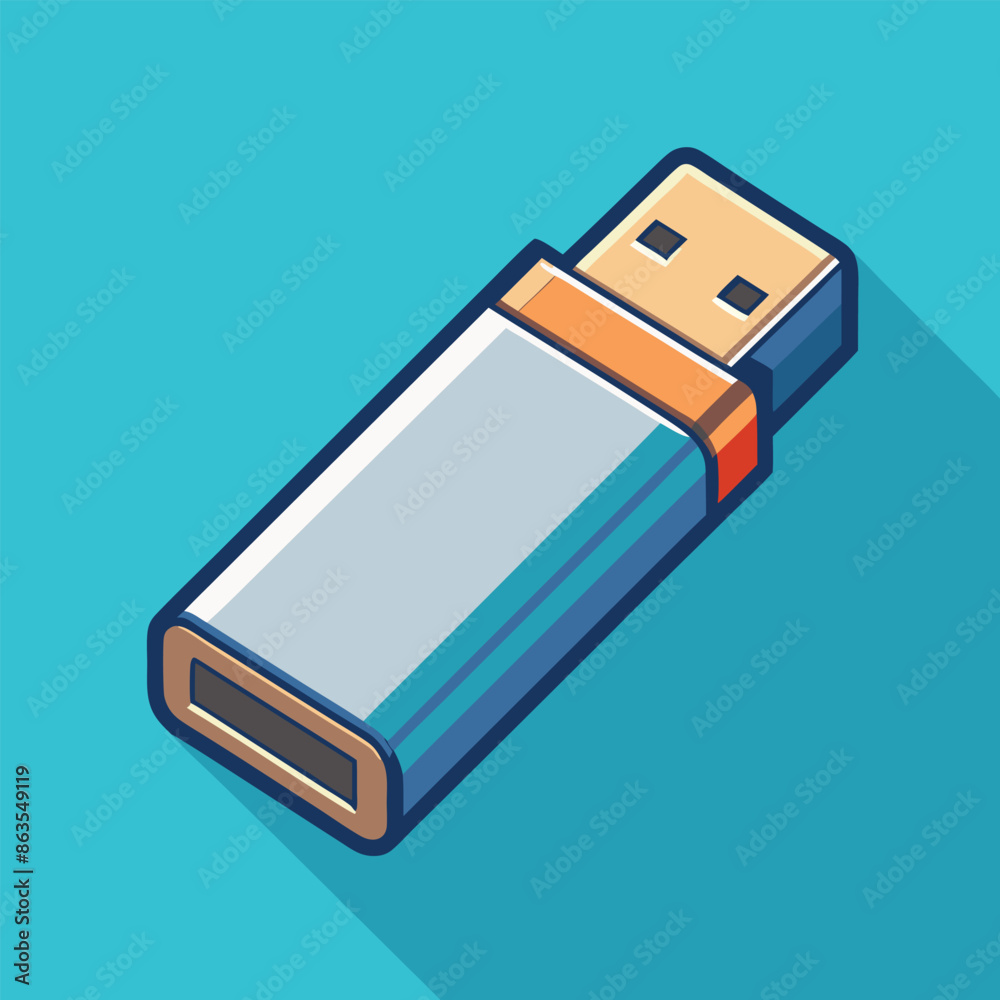 Fototapete usb symbol web-based isometric depiction of a usb vector icon