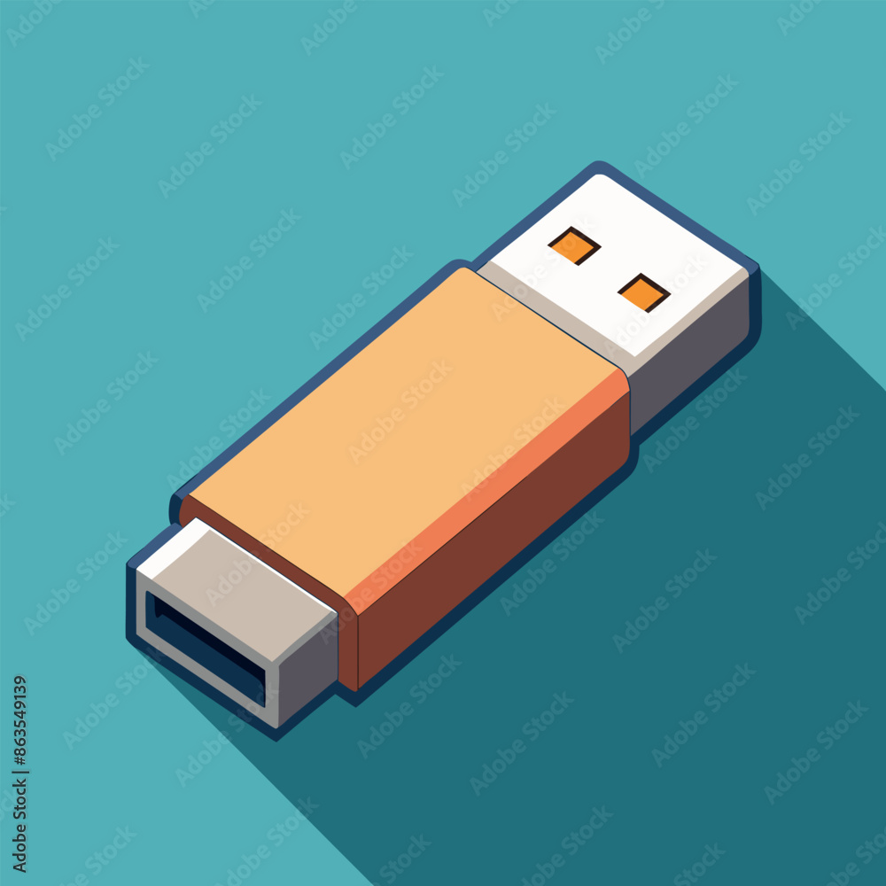 Fototapete usb symbol web-based isometric depiction of a usb vector icon