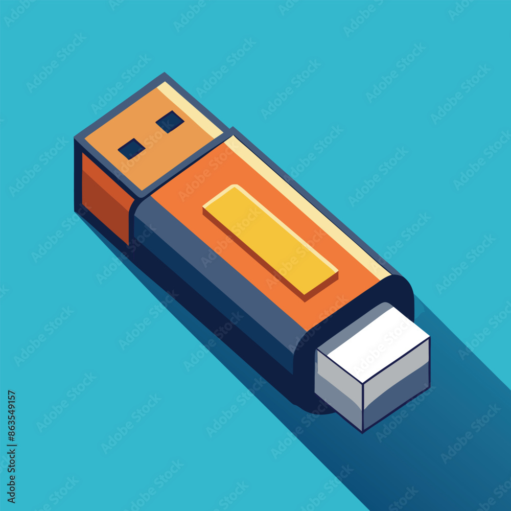 Fototapete usb symbol web-based isometric depiction of a usb vector icon