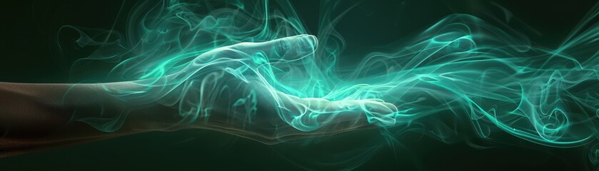 Green Glowing fantasy hand