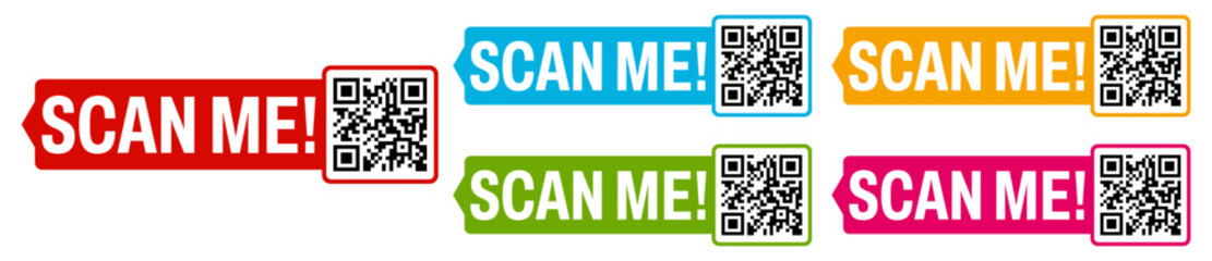 set QR codes for icon. scan me labels for payment and identification template design vector illustration
