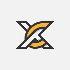 Letter CX or XC Logo, Monogram Logo letter C with X combination, design logo template element, vector illustration