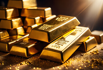 pile of gold bar background banner 