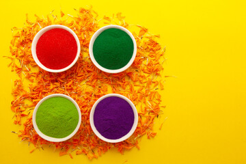 Top view of colorful traditional 