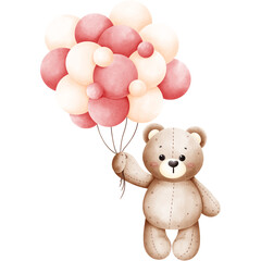 Brown bear with balloons