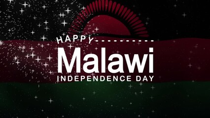 Happy Malawi Independence Day Text Animation with Canada Flag Background. Celebrate Happy Malawi Independence Day on 1th of July. Great for celebrating Happy Malawi Independence Day.