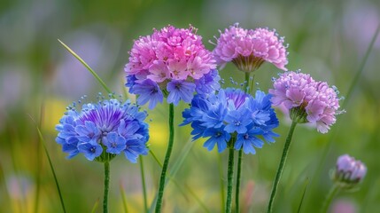 Fototapeta premium Scabiosa Flowers in the Garden 