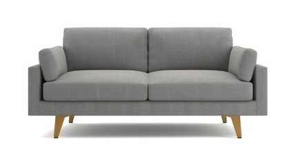 Modern Grey Sofa on White Background