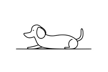 Minimalist Line Art Dachshund Illustration, Simple and minimalist line art illustration of a dachshund dog, featuring clean lines and a neutral background.
