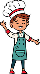A cartoon chef is cooking food in a pot