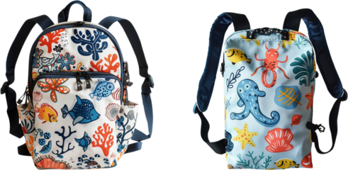 Colorful Underwater Themed Children's Backpacks with Marine Life Design 