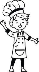 A cartoon chef is cooking food in a pot