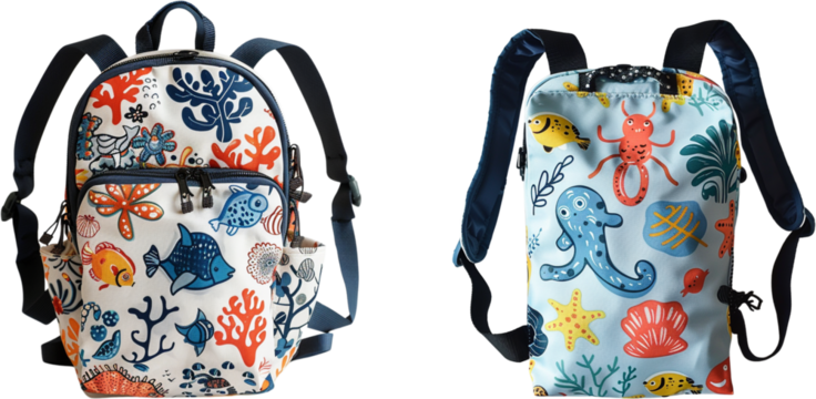 Colorful Underwater Themed Children's Backpacks with Marine Life Design 