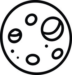 A black and white drawing of a planet