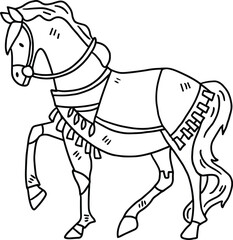 A horse is standing with its legs spread wide and its head down