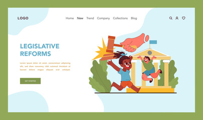 Legislative reforms for child labor. Flat vector illustration