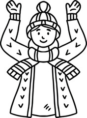 A girl wearing a hat and a sweater is smiling