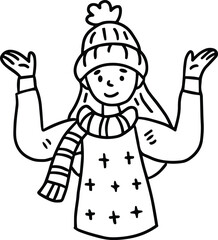 A girl wearing a hat and a sweater is smiling