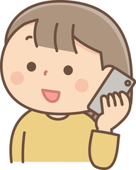 スマホで通話する女性のイラスト