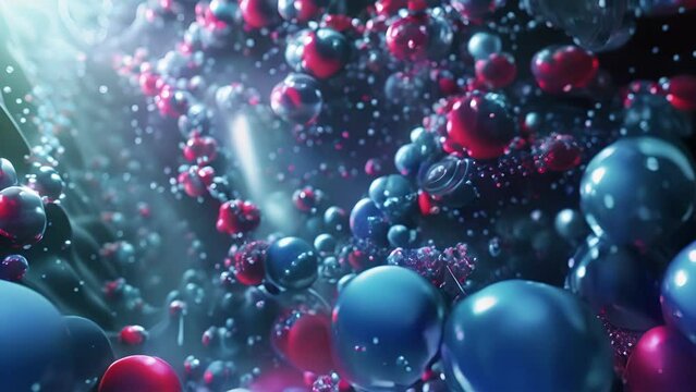 Microscopic view of nitric oxide molecules binding to guanylate cyclase initiating the production of cGMP.