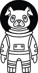 A dog in a space suit is standing