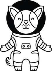 A dog in a space suit is standing