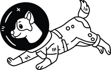 A dog in a space suit is running