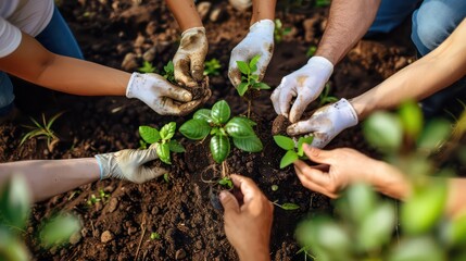 Community Gardening, Hands Planting Together for Sustainability