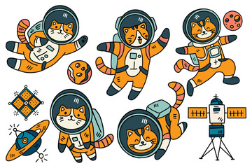 A series of cats in space suits