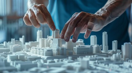 Innovative Construction 3D Printed Office Building Integrated into Futuristic City Model Concept of Modern Architecture and Technology