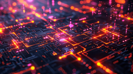 Obraz premium Neon Accents in Digital Geometric Patterns 