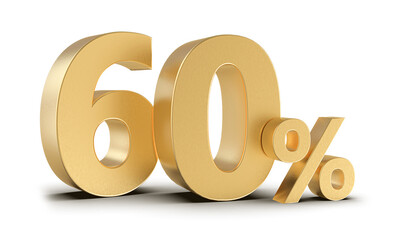 60 Percent Off Sale Gold Number 3D Render