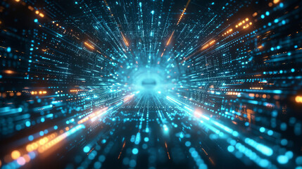 Fototapeta premium Glowing Lines in Futuristic Matrix 