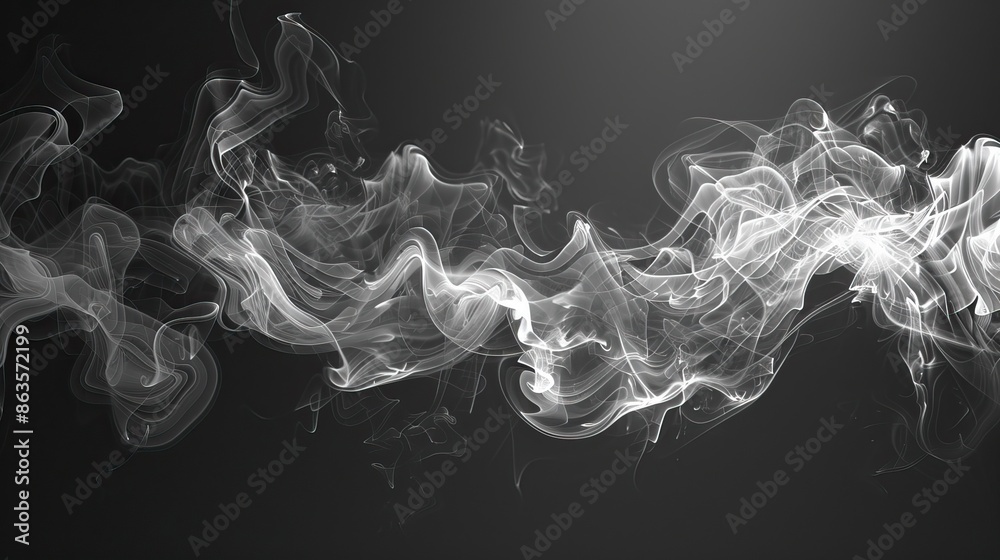 Wall mural white smoke trails on black background creating abstract pattern